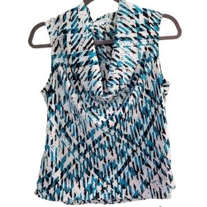 Calvin Klein Petite Green Print Sleeveless Top - Size Petite Medium